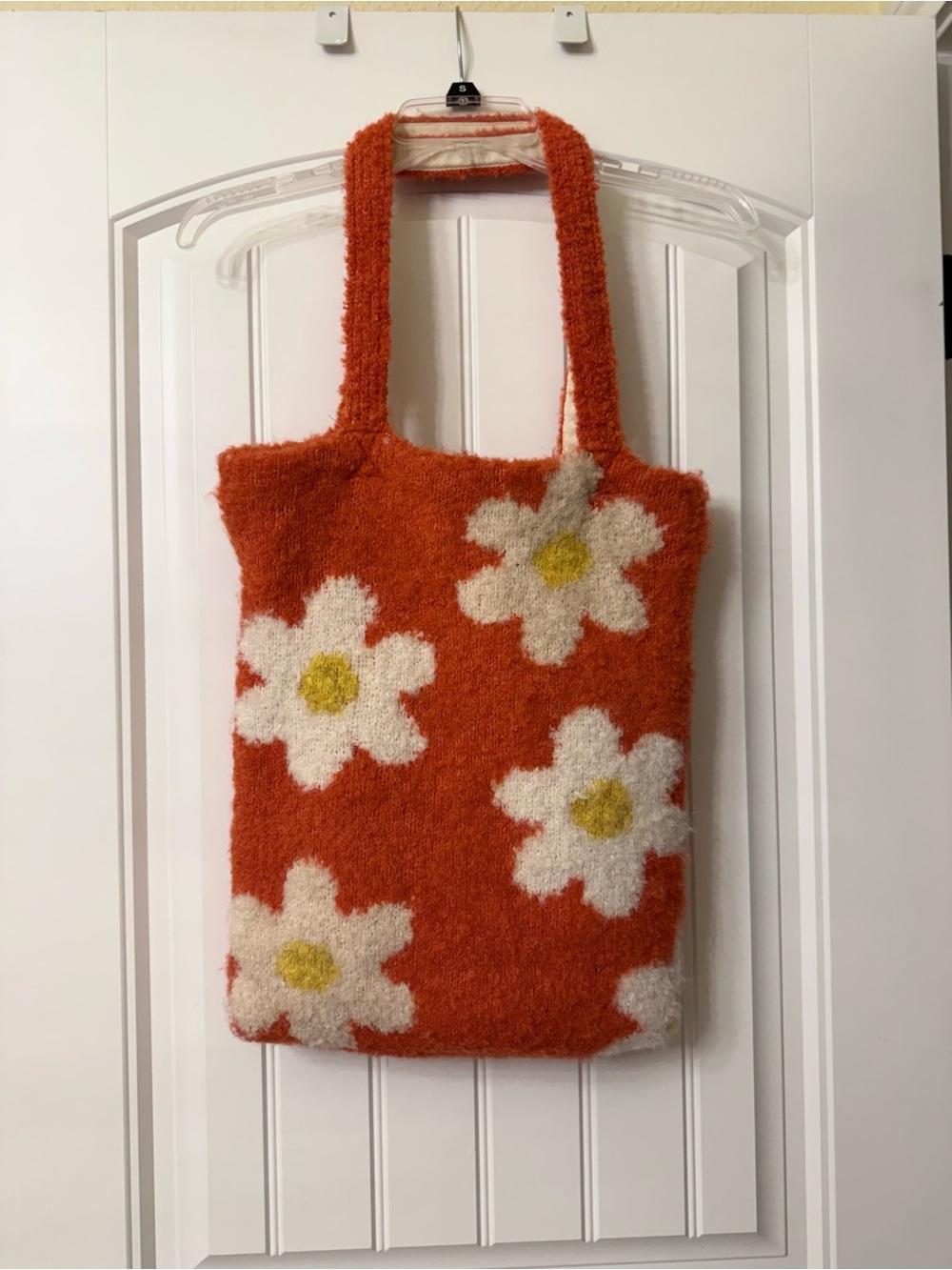 Orange Floral Plush Tote Bag and scarf with Daisy Motif.  Free People